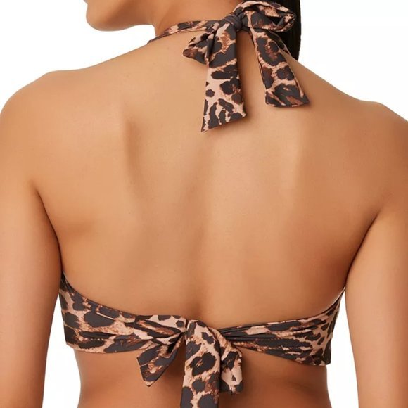 Bar III Beach Cheetah Banded Halter Bikini Swim Top Natural XS - Picture 6 of 9